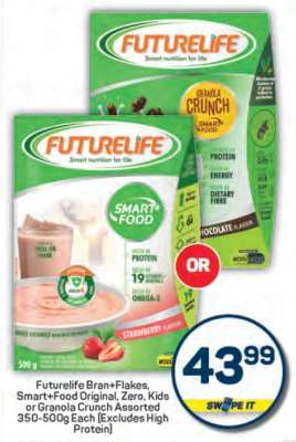 Futurelife Bran+Flakes, Smart+Food Original, Zero, Kids or Granola Crunch Assorted