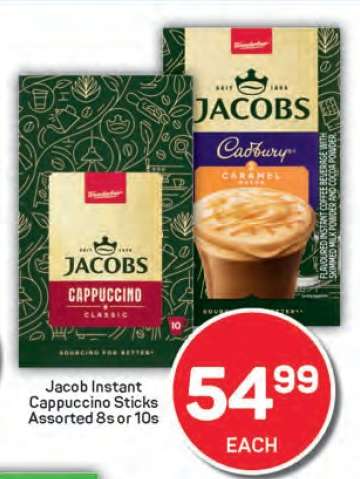 Jacob Instant Cappuccino Sticks Assorted 8s or 10s