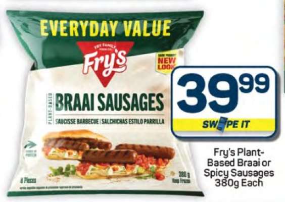 Fry's Plant-Based Braai or Spicy Sausages