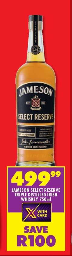 JAMESON SELECT RESERVE TRIPLE DISTILLED IRISH WHISKEY 750ml