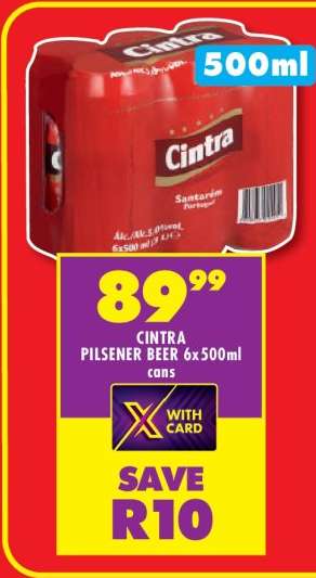 CINTRA PILSENER BEER 6x500ml cans