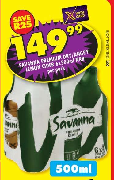 SAVANNA PREMIUM DRY/ANGRY LEMON CIDER 6x500ml NRB