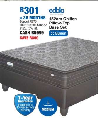 152cm Chillon Pillow-Top Base Set