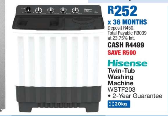 Hisense Twin-Tub Washing Machine WSTF203