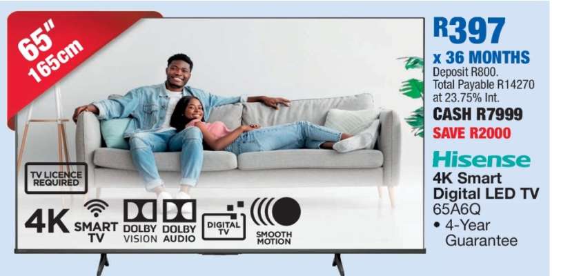 Hisense 4K Smart Digital LED TV 65A6Q