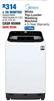 Midea White Top-Loader Washing Machine