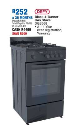 Defy Black 4-Burner Gas Stove