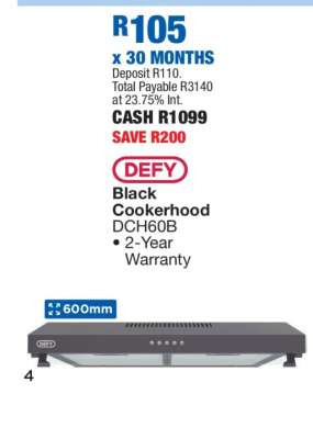 Defy Black Cookerhood DCH60B