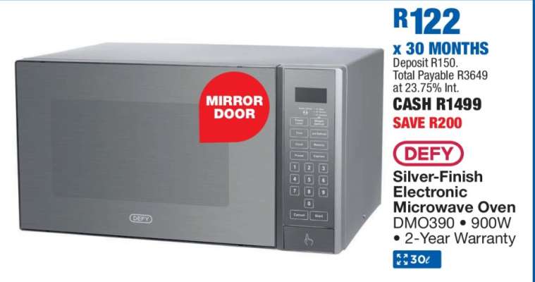 DEFY Silver-Finish Electronic Microwave Oven