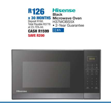 Hisense Black Microwave Oven H37MOBS5X