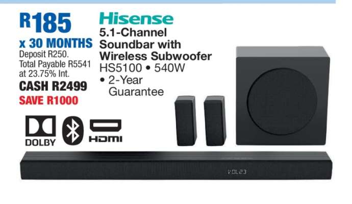 Hisense 5.1-Channel Soundbar with Wireless Subwoofer