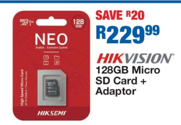 HIKVISION 128GB Micro SD Card + Adaptor