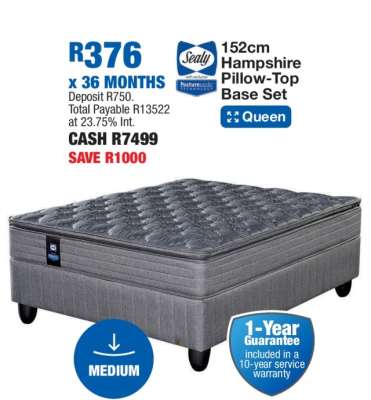 152cm Hampshire Pillow-Top Base Set