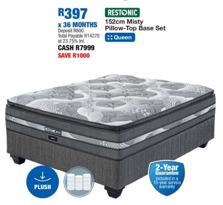 Restonic 152cm Misty Pillow-Top Base Set