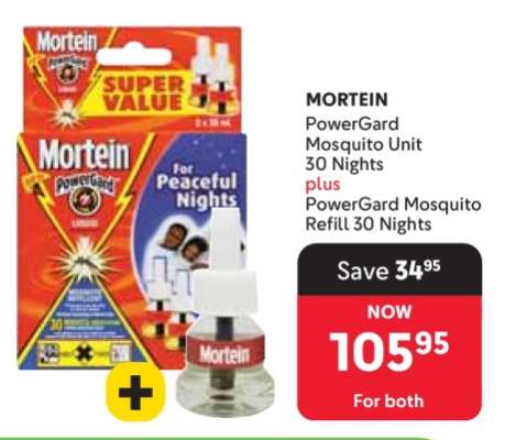 Mortein PowerGard Mosquito Unit 30 Nights plus PowerGard Mosquito Refill 30 Nights