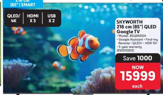 SKYWORTH 216 cm (85”) QLED Google TV