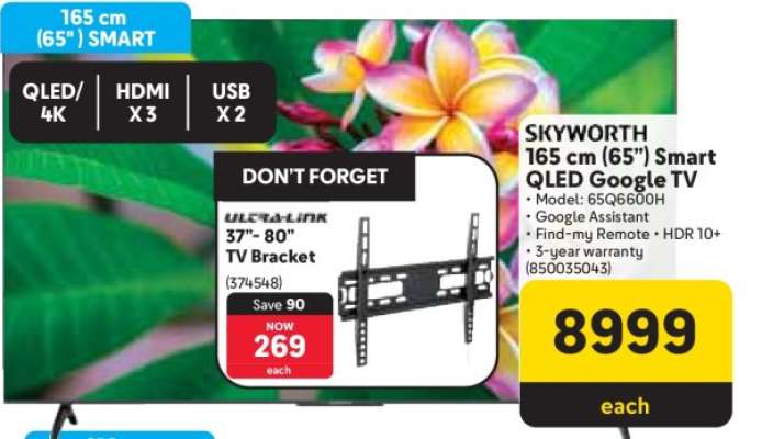 SKYWORTH 165 cm (65”) Smart QLED Google TV