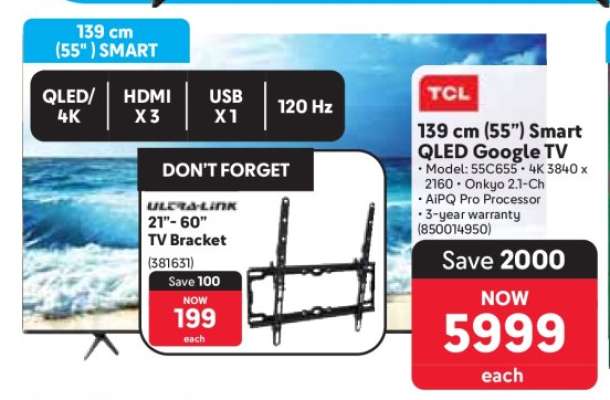 TCL 139 cm (55") Smart QLED Google TV