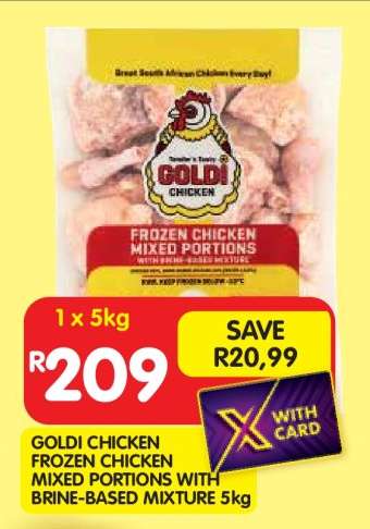 GOLDI CHICKEN FROZEN CHICKEN MIXED PORTIONS WITH BRINE-BASED MIXTURE 5kg