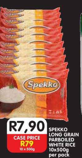 SPEKKO LONG GRAIN PARBOILED WHITE RICE 10x500g