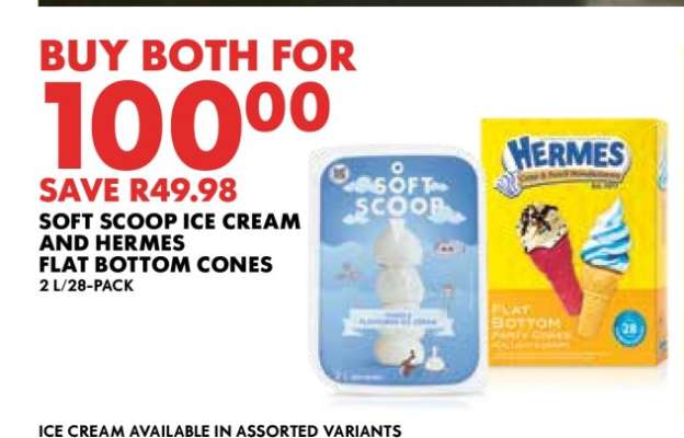 Soft Scoop Ice Cream and Hermes Flat Bottom Cones