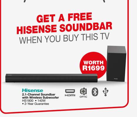 Hisense 2.1 Channel Soundbar With Wireless Subwoofer