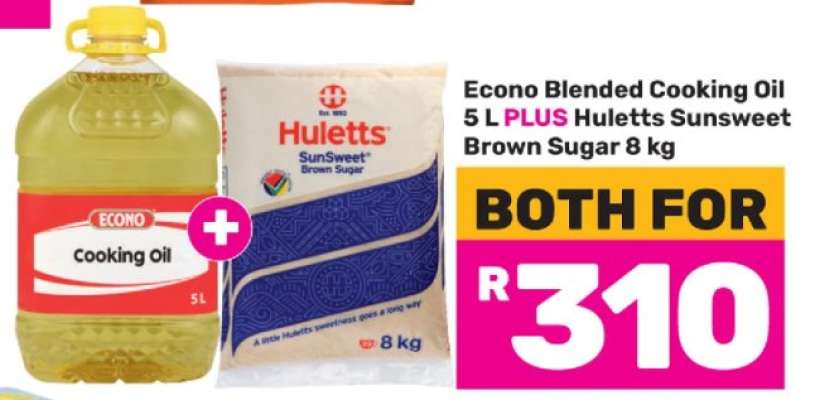 Econo Blended Cooking Oil 5L PLUS Huletts Sunsweet Brown Sugar 8kg