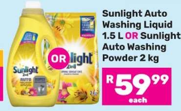 Sunlight Auto Washing Liquid 1.5 L OR Sunlight Auto Washing Powder 2 kg
