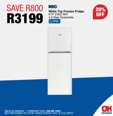 KIC White Top Freezer Fridge