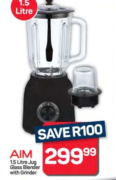 AIM 1.5 Litre Jug Glass Blender with Grinder