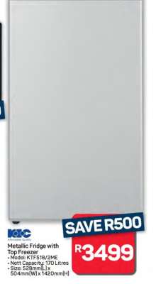 Metallic Fridge with Top Freezer