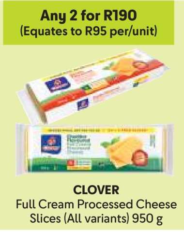 CLOVER Full Cream Processed Cheese Slices (All variants) 950 g