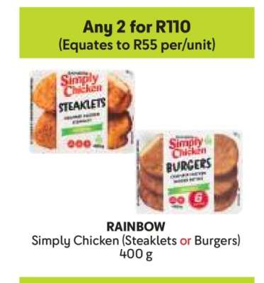 RAINBOW Simply Chicken (Steaklets or Burgers)
