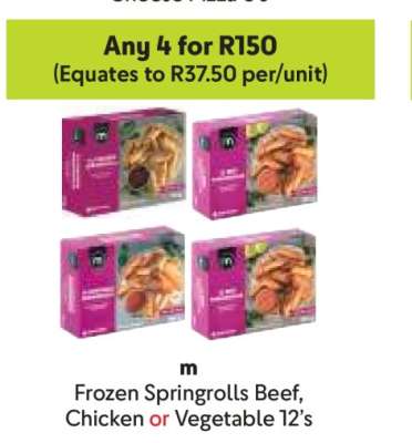 Frozen Springrolls Beef, Chicken or Vegetable 12's