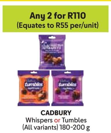 CADBURY Whispers or Tumbles