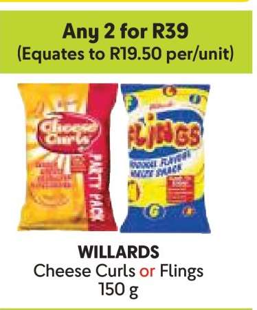 Willards Cheese Curls or Flings