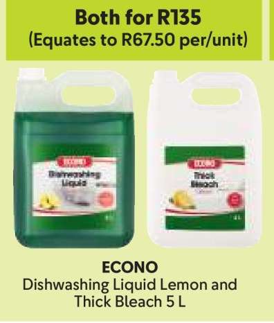 ECONO Dishwashing Liquid Lemon and Thick Bleach 5 L