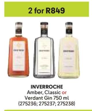 INVERROCHE Amber, Classic or Verdant Gin 750 mL