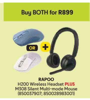 RAPOO H200 Wireless Headset PLUS M308 Silent Multi-mode Mouse