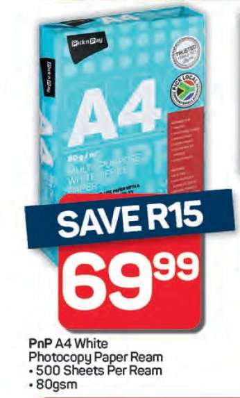 PnP A4 White Photocopy Paper Ream