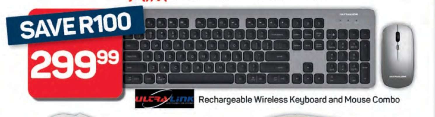 Ultralink Rechargeable Wireless Keyboard and Mouse Combo