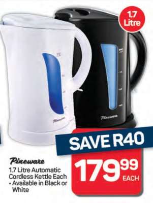Pineware 1.7 Litre Automatic Cordless Kettle