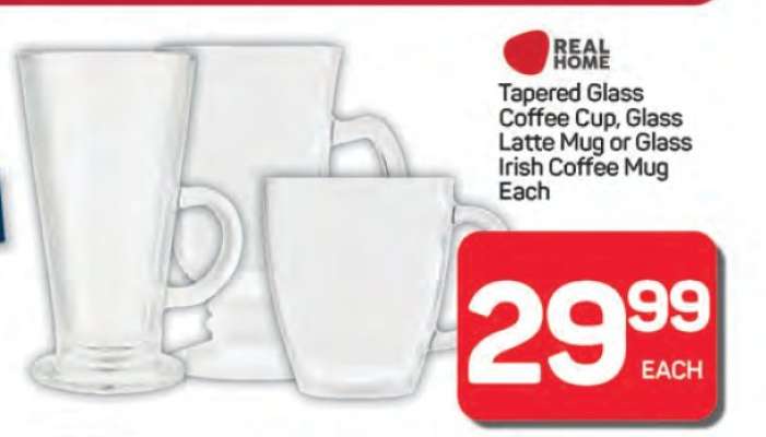 Tapered Glass Coffee Cup, Glass Latte Mug or Glass Irish Coffee Mug