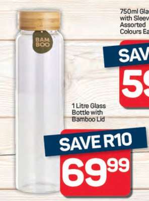 1 Litre Glass Bottle with Bamboo Lid