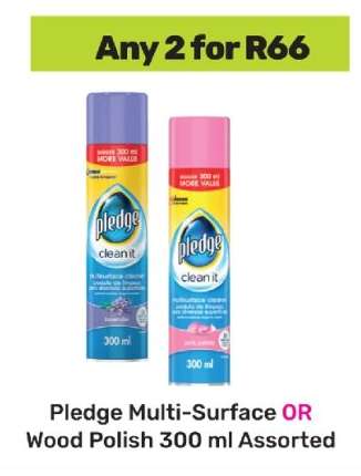 Pledge Multi-Surface OR Wood Polish 300 ml Assorted