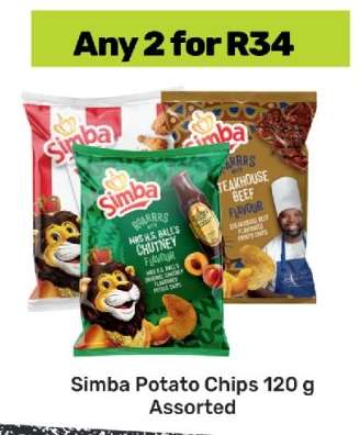 Simba Potato Chips 120 g Assorted
