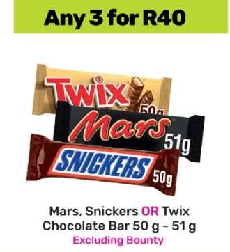Mars, Snickers OR Twix Chocolate Bar 50 g - 51 g