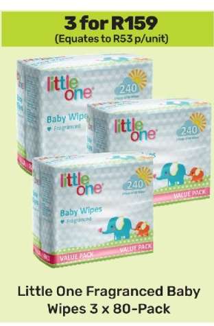 Little One Fragranced Baby Wipes 3 x 80 Pack