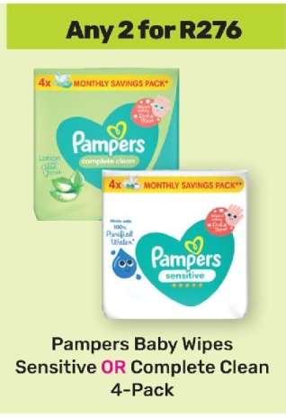 Pampers Baby Wipes Sensitive OR Complete Clean 4-Pack