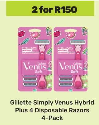 Gillette Simply Venus Hybrid Plus 4 Disposable Razors 4-Pack